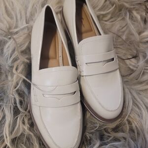 Me Too White Leather Loafers